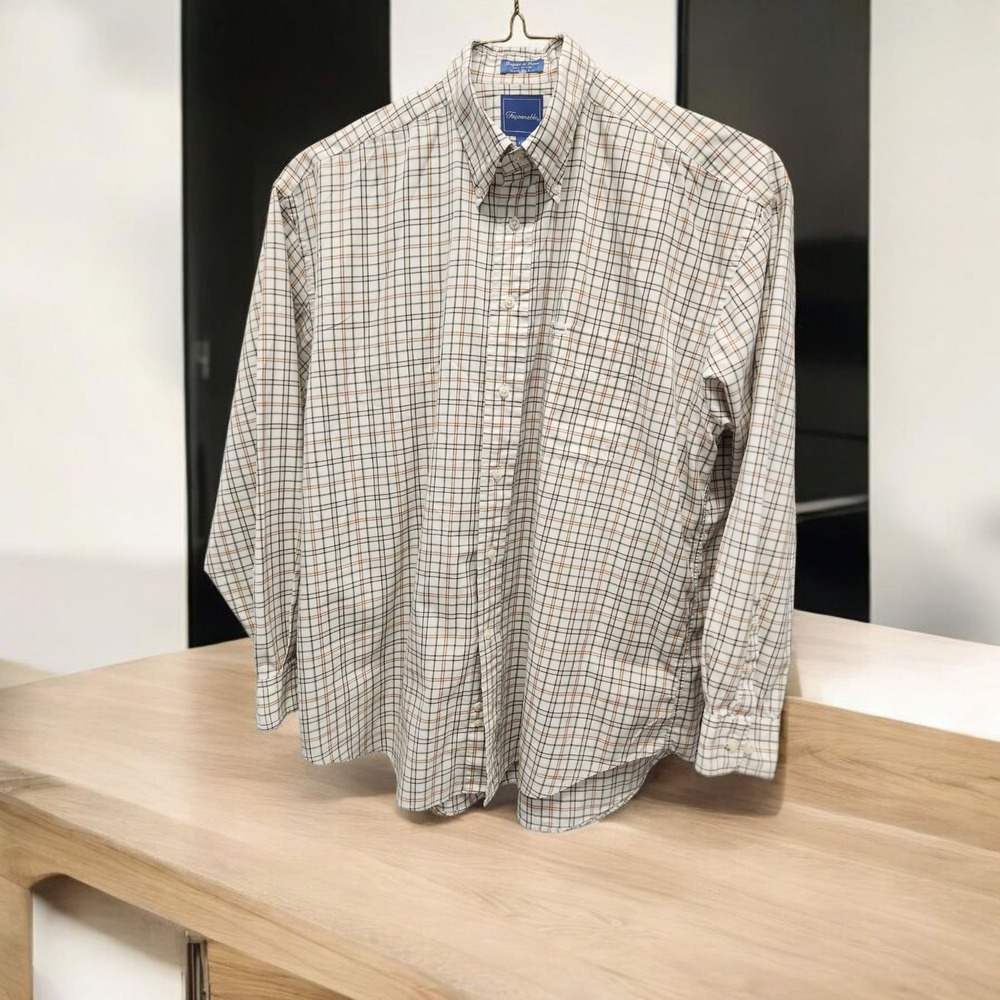 Faconnable Shirt Mens XXL  Plaid Button Down Long Sleeve Pocket USA. NWT